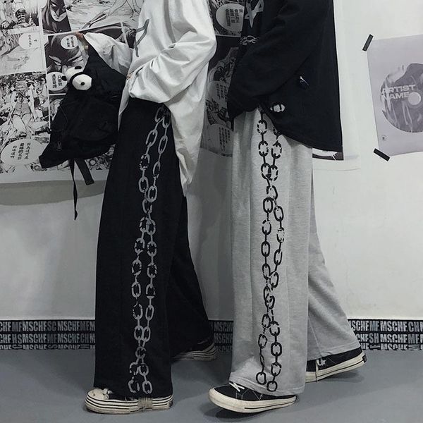 

women's pants & capris houzhou hip hop wide leg autumn winter fashion 2021 vintage trousers women loose casual high waist korean style, Black;white