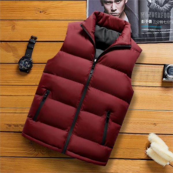 

vest men jacket new autumn warm vest jacket mens sleeveless slim fit male winter casual thicken waistcoat men, Black;white