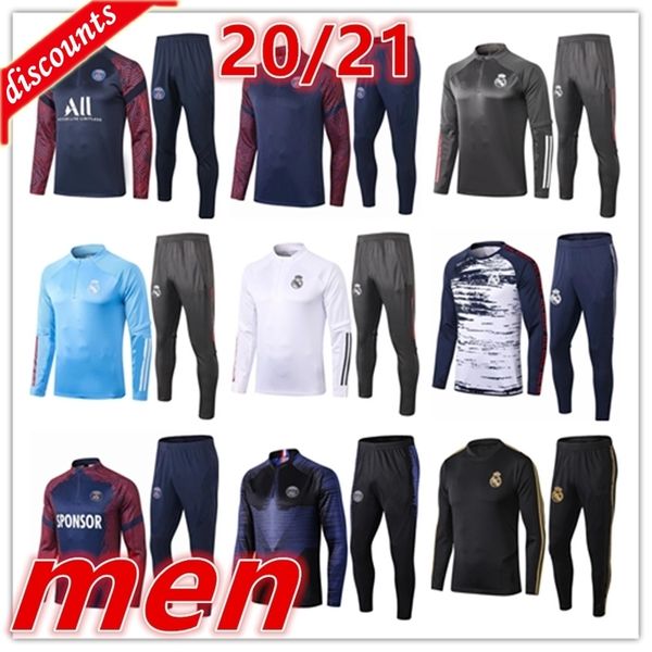 

2020 2021 new men real madrid football training suit football kits 20 21 mens soccer training tracksuits soccer tracksuit kit jogging jacket, Black