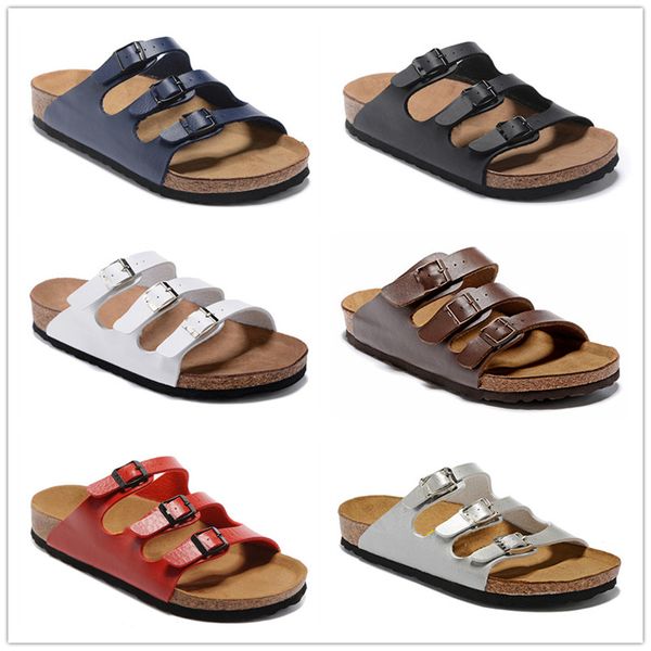 

florida designer genuine leather loafers cork slippers with buckle fashion women ladies beach sandals casual flats new ing, Black