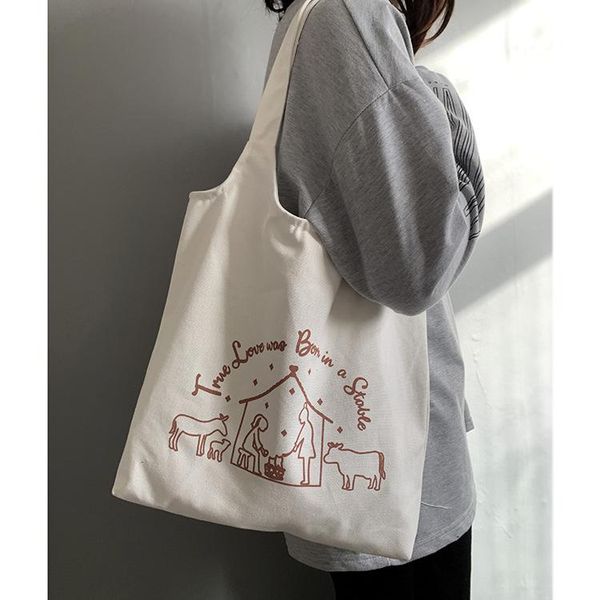 

cross body women's canvas shoulder tote bag large cotton cloth shopping bags for lady female handbag foldable reusable beach shopper
