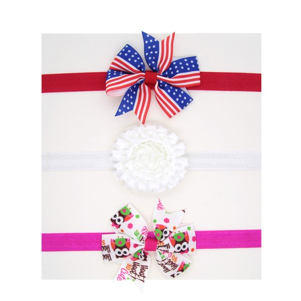 

cute baby girls headbands set flower chiffon bow lace headbands kids elastic pearl hairbands children ribbon bow hair accessories, Slivery;white