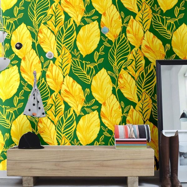 

new southeast asia banana leaf wallpaper waterproof black spa wallpaper sitting room dining room sofa background roll