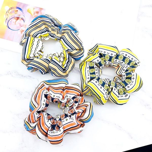 

korean vintage striped elastic hair bands scrunchies hair rope ties for girls women ponytail holder hair rings accessories h bbyzla, Black;brown
