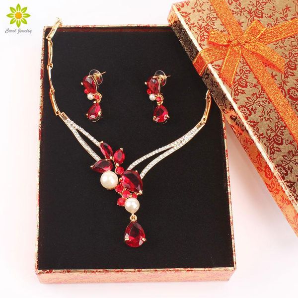 

african beads jewelry set for women fine party accessories wedding bridal pendant crystal gold color necklace set+gift boxes, Silver