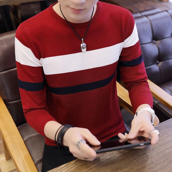 

2021 new man's turtleneck sweater male jacket striped man shirts pull long sleeve clothes homme spring k274 ecy7, White;black