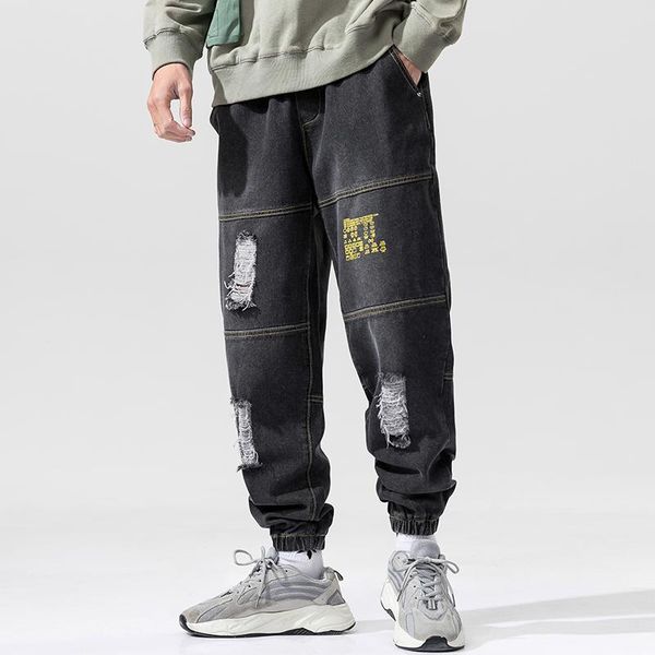 

men's jeans autumn 5xl 4xl hip spring hop pencil pants skinny ankle men leg slim fit denim teenager biker for young male, Blue