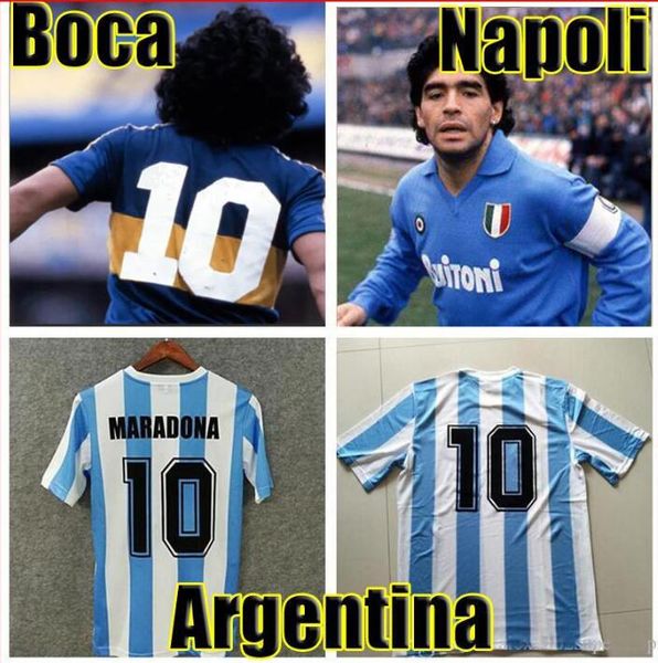 Commemora Maradona Retro Napoles 1987 Boca juniors 1981 Maradona 1986 Maglia da calcio 1978 Maglia da calcio vintage Kit Uniforme classica