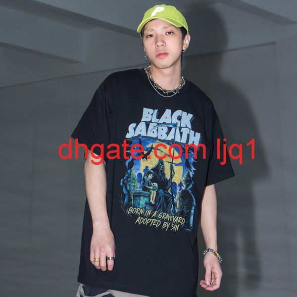 

skeleton demon short sleeve t-shirt men's summer fashion hip hop rock loose crew neck half sleeve, White;black