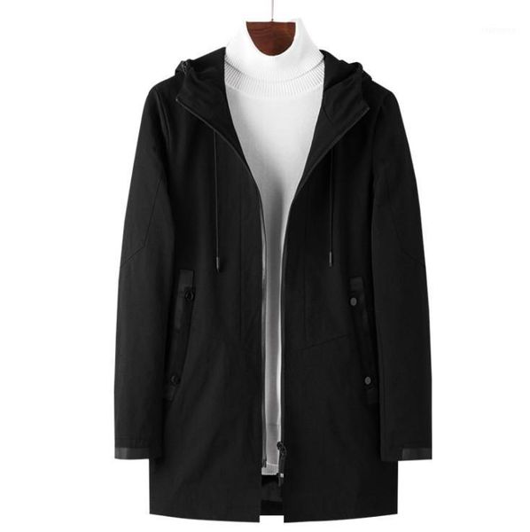 

trench coat for men hoodies spring men new casual medium long brand coats male long army green trench coat windbreaker jacket1, Tan;black