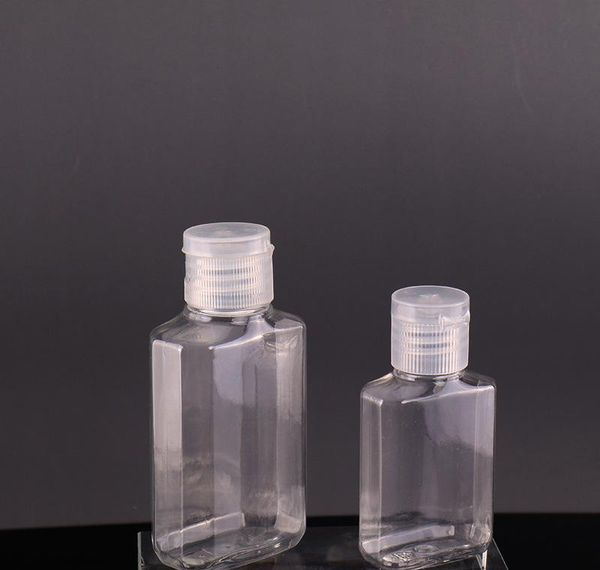 

30ml 60ml empty pet plastic bottle with cap transparent square shape bottle for makeup fluid disposable jlllqn lucky2005