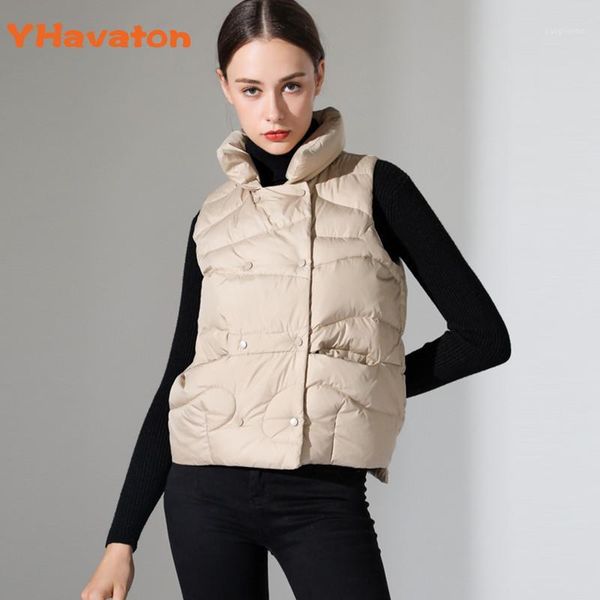 

white duck down women's korean style solid sleeveless winter keep warm winter vest coat single women loose thick fashion vest1, Black