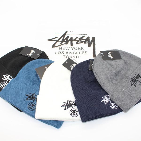 

embroidered hem double layer wool hat men and women fashion brand warm cold hat boys and girls students skiing knitted