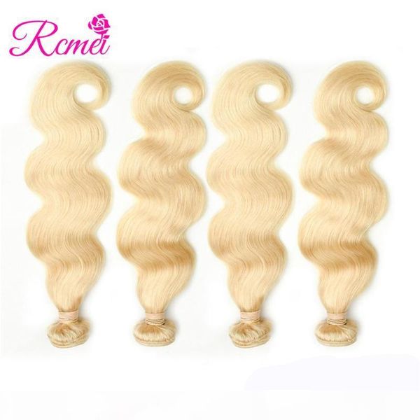 

rcmei body wave 613 blonde brazilian human hair weave 4 bundles selling malaysian mongolian indian hair 10-30 inch 4pcs lot, Black