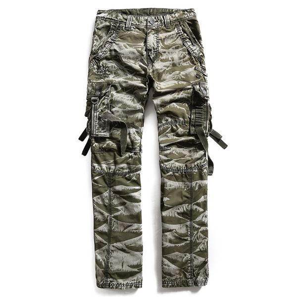 

new men's 2021 style training long camouflage straight-line tactical pants with multi-pocket more size 44 2z9x, Black