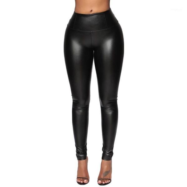 

women black pu leather pencil pants lady solid stretchy faux leather leggings high waisted tummy control trousers clubwear1, Black;white