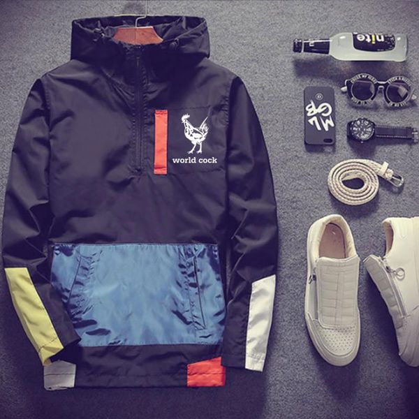 

2020 new fashion spring and summer street windbreaker hoodie zipper thin men's casual jacket, Black