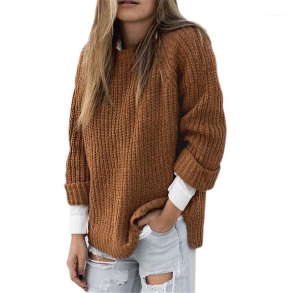 

autumn winter o-neck knitted sweater pull femme oversize loose long sleeve solid color long warm sweater jumper women 1, White;black