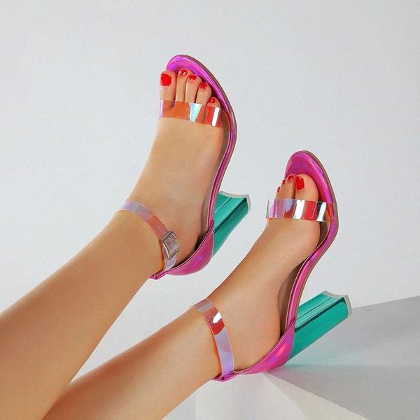 

women's high heel sandals 2020 new pvc 8cm peep toe ladies shoes 35-42 size buckle dress party female summer pumps #zq82
