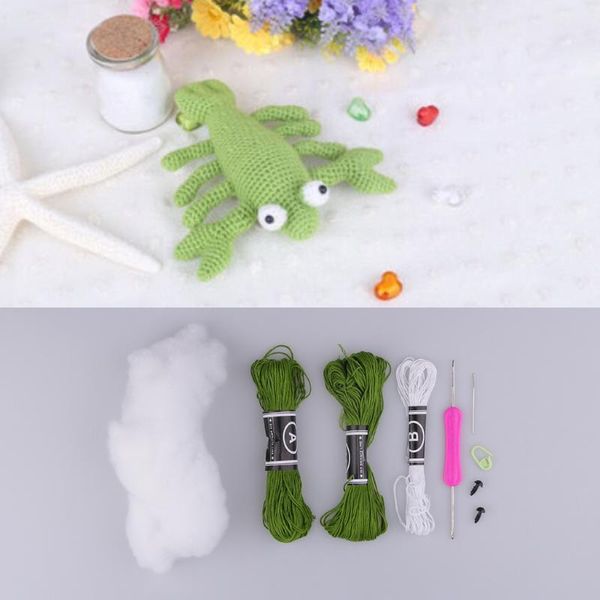 

handmade diy lobster doll toy crochet kit amigurumi kit for kids beginners crafts1, Black