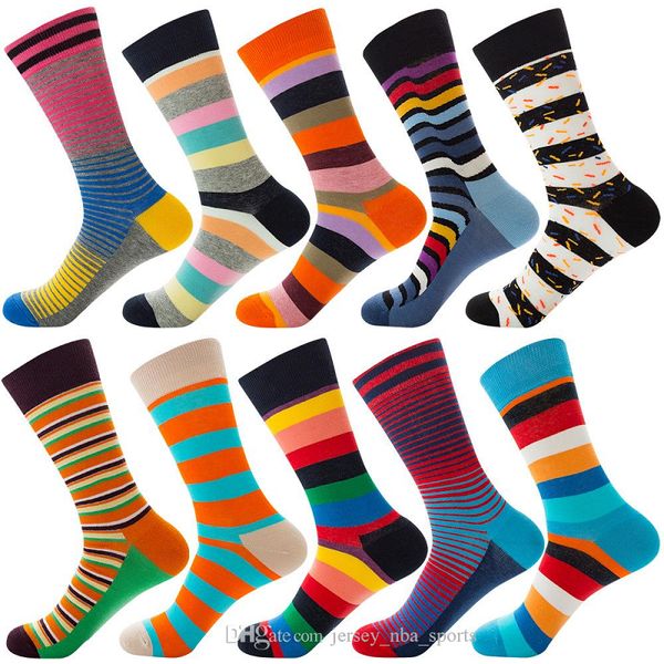 

21 stripe colorful designer cotton happy socks for women outdoor sports mens dress socks 10 styles breathable novelty cool mid stockings m87, Black