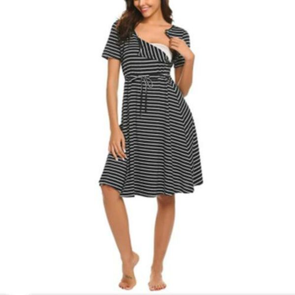 

casual maternity breastfeeding sleeveless loose nursing dress sizexxl, Black;pink