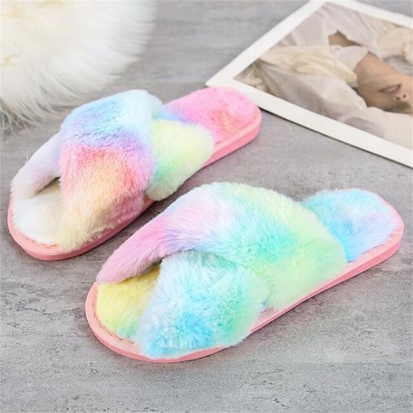 

metal decoration plush new winter women comfortable soft indoor female outdoor cotton slippers y710 y201026, Black