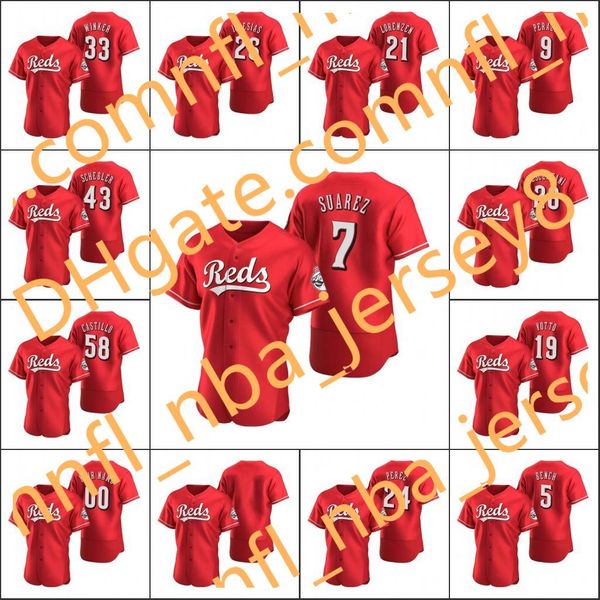 

cincinnati reds #19 joey votto 7 eugenio suarez 27 trevor bauer men women youth custom scarlet authentic alternate jersey, Blue;black