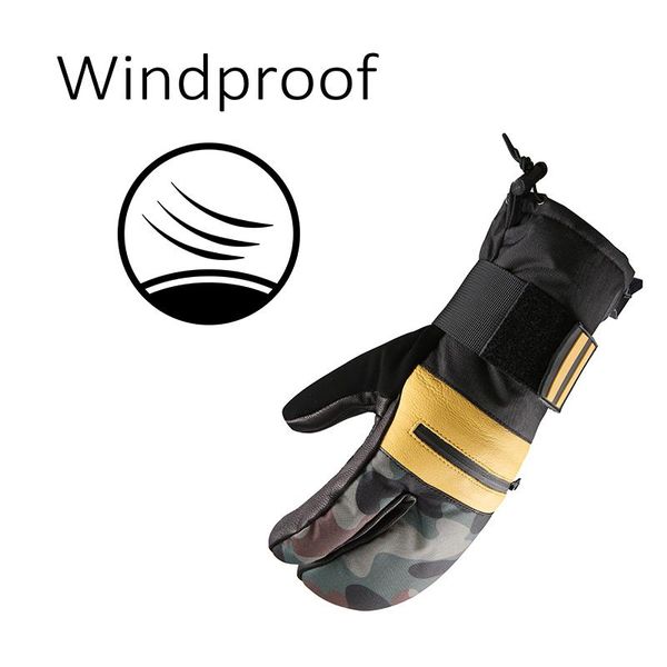 

winter warm ski gloves waterproof windproof snowboard gloves inside five fingers design for outdoor snow sports sqcepw, Black