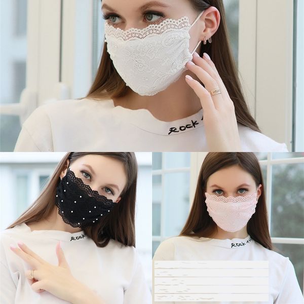 

suncreen 72tssummer spring outdoor fashion lace anti-dust breathable washable face mask reusable