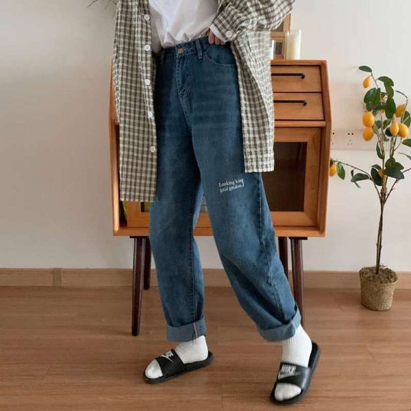 

new big size spring clothes 2020 style hip thigh thick jeans fat sister loose skinny women's straight pants, Black;gray