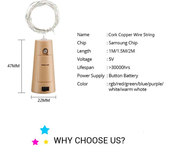 

20led shaped lamp cork bottle 2m ser light glass wine led copper wire string lights for xmas party weddin