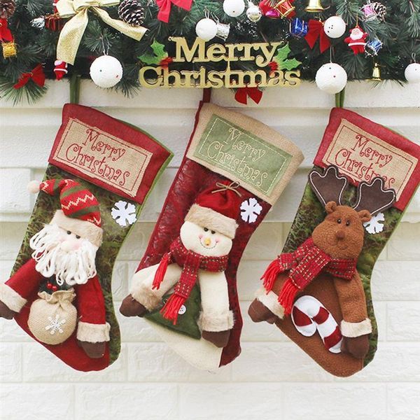 

3pcs new year 2021 gifts bag stocking christmas decorations for home socks xmas tree decoration decor t200909
