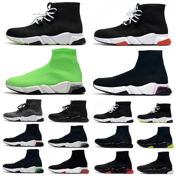 

sale clearsole lace-up sock shoes men women casual shoes lurex knit black red white yellow oreo mens athletic sports sneakers 36-45