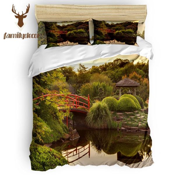 

family decor time scenery quiet pond pavilion tree bridge 4 piece bedding sets quilt bedding set duvet cover sets