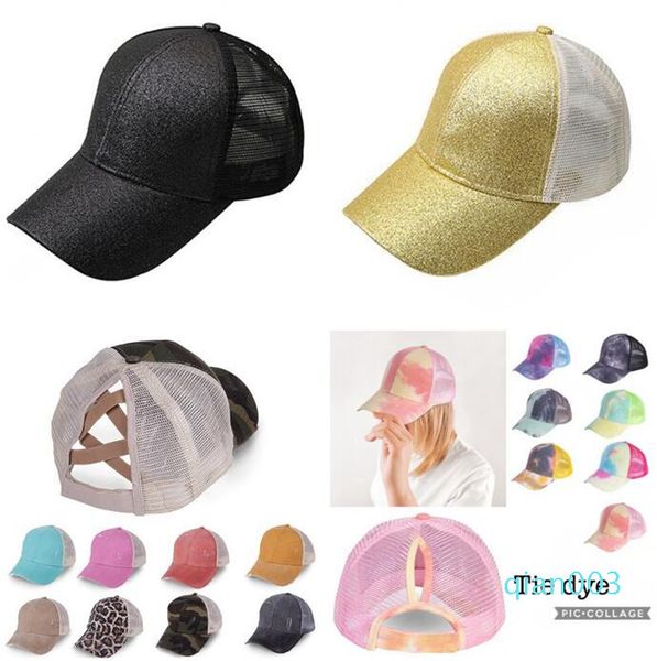 

dye ponytail messy baseball sequins cap bun tie hats criss cross washed snapback caps summer sun visor outdoor home part449o