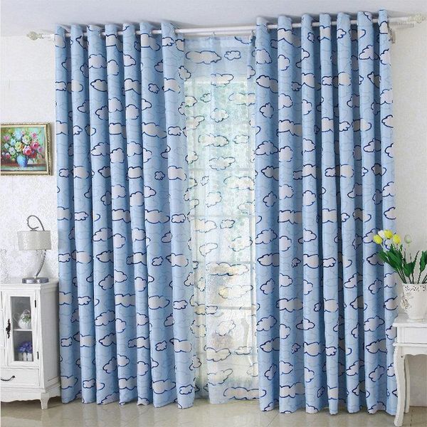 

lovely cartoon blackout curtains for kids/children bedroom white clouds pattern curtain tulle window drapes pink/blue home decor1