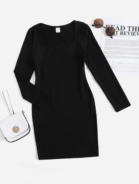 

girls square neck solid dress she, Red;yellow