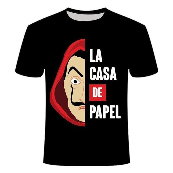 

la casa de papel t рубашка 3d печать женщин мужчины с коротким рукавом кофты денежные средства бумаги дома случайные уличные вершины, White;black