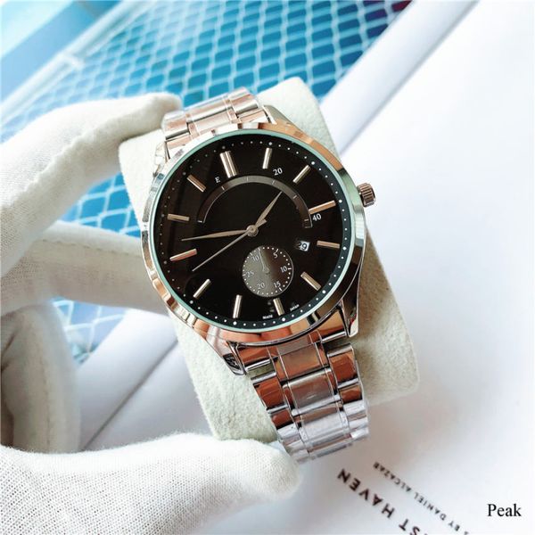 

2020 new green water ghost men's watch 42mm fashion sports wild business gentleman watch life waterproof stainless steel quartz watch, Slivery;brown
