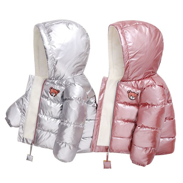 

off season thickened down clothes boys and girls bright cotton padded jacket children's, Blue;gray