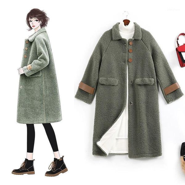 

large size women's clothing plush coat women 2021 autumn and winter new mid-length thickened fleece plush coat women1, Black;brown