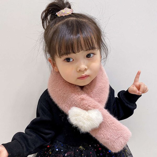 

winter h5660 veet sle children's korean mink love cross baby's bib warm jqfb, Red;brown