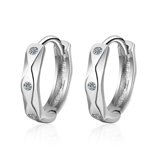 

utimtree new arrival geometic hoop earrings for women girl 925 sterling silver micro cz zircon earring jewelry ear bone tails, Golden;silver