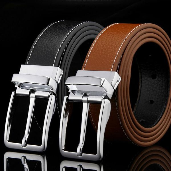 

belts cow genuine leather luxury strap male for men fashion classice vintage pin buckle belt 3.3cm, Black;brown