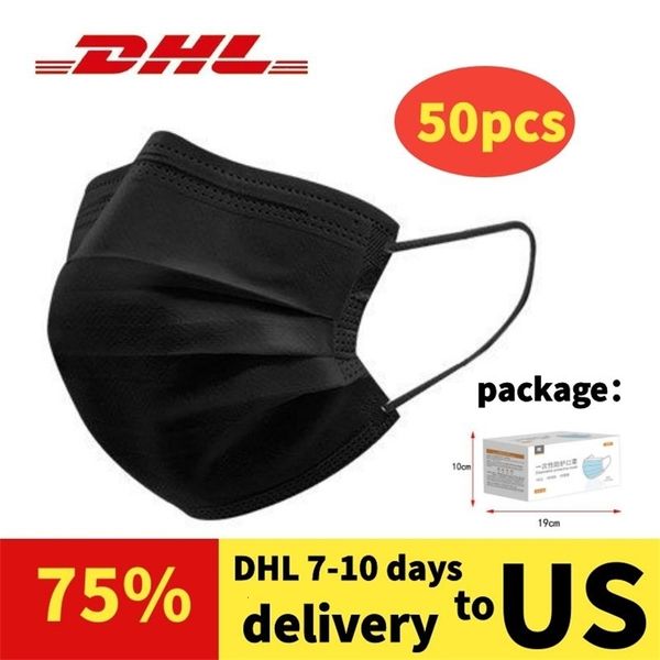 

factory price shop black face masks dhl in 48 hours 50pcs black disposable earloop face masks dust-proof black masq