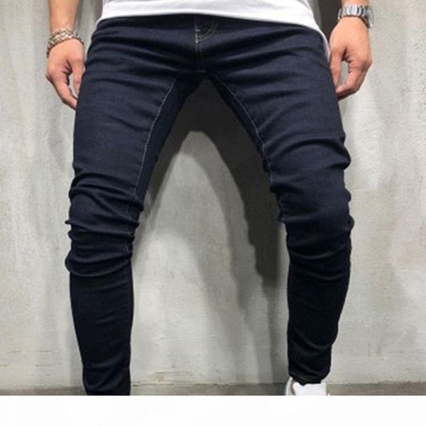 

mens jeans solid color casual skinny hip hop mens jeans biker jeans casual style with 2 colors, Blue