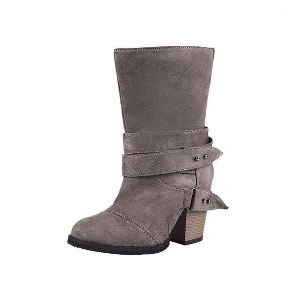 

boots fashion novelty neutral mid calf for women round toe med autumn solid flock winter ladies shoes1, Black