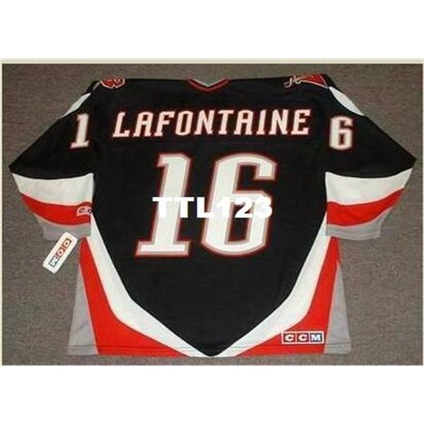 

740s #16 pat lafontaine buffalo sabres 1996 ccm retro hockey jersey or custom any name or number retro jersey, Black