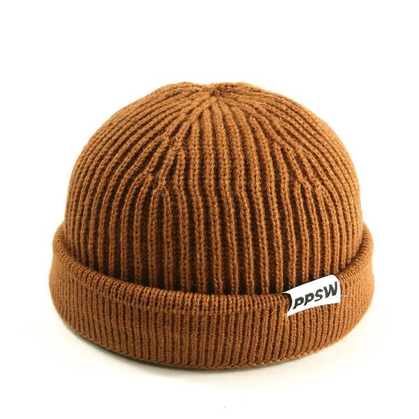 

knitted hats for men skullcap beanie hat winter retro brimless baggy melon cap cuff docker fisherman beanies hats for men, Blue;gray